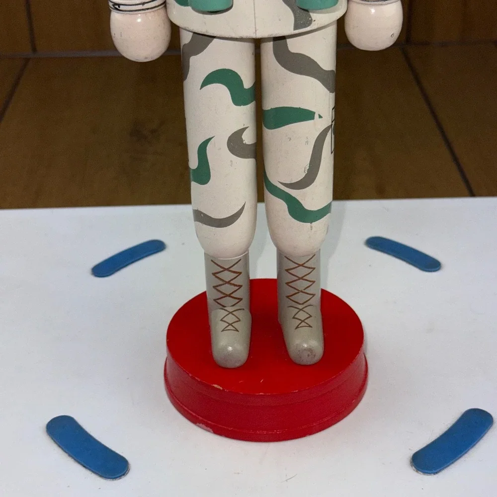 Vintage Wooden Army Soldier Nutcracker Desert Camo Military Decor 14.5 Inch